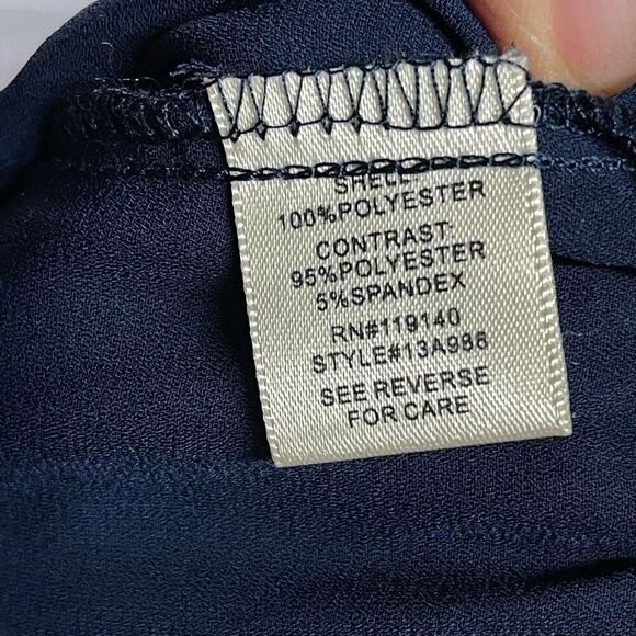 Double Zero Open Back Mock Neck Blouse (Navy Blue) - Small - Picture 9 of 9